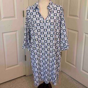 Foxcroft Easy Care Dress w/pockets V-neck Johnny Collar Sz XL
